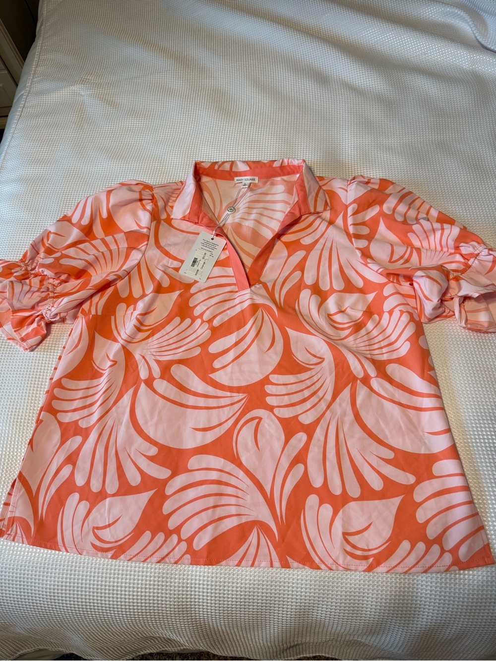 Mary Square Boutique coral Top NWT sz L - Picture 2 of 4